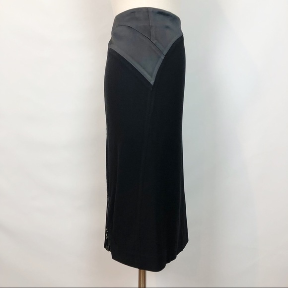 REISS Black Satin Pencil Skirt Exposed Zipper 4 - Picture 5 of 8